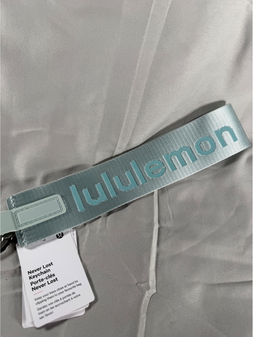 lululemon Never Lost Keychain in Pelican & Fountain